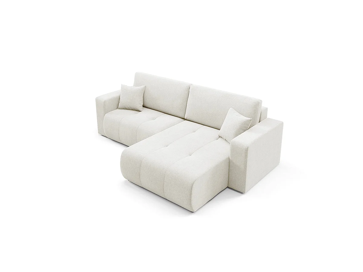 Canapé d'angle convertible 3 places réversible avec coffre en tissu blanc GIULIA