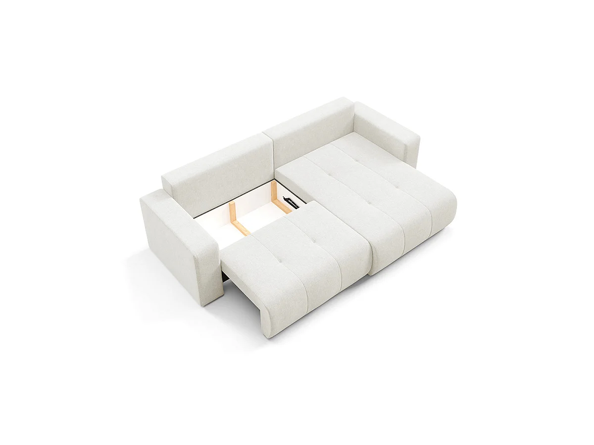 Canapé d'angle convertible 3 places réversible avec coffre en tissu blanc GIULIA