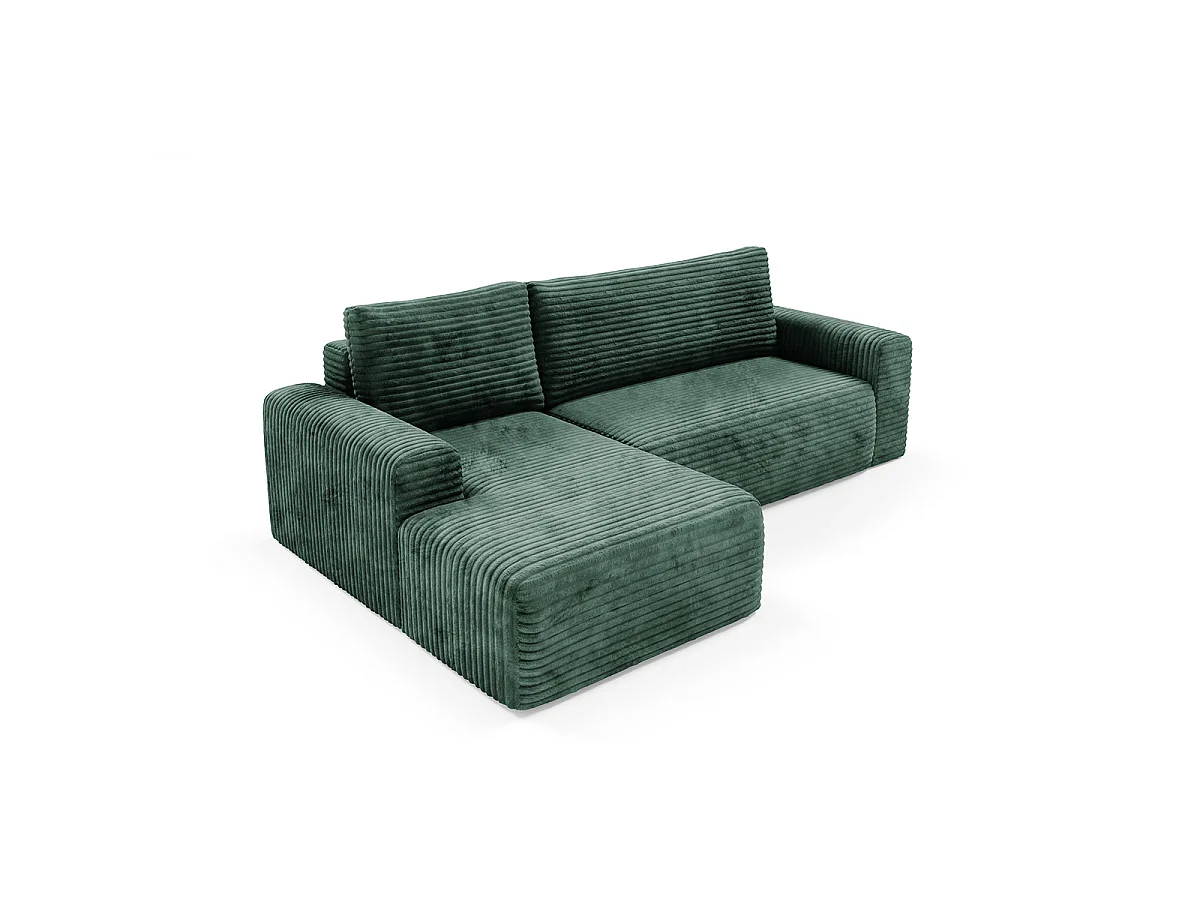Canapé d'angle gauche convertible 3 places avec coffre Romeo Vert sapin