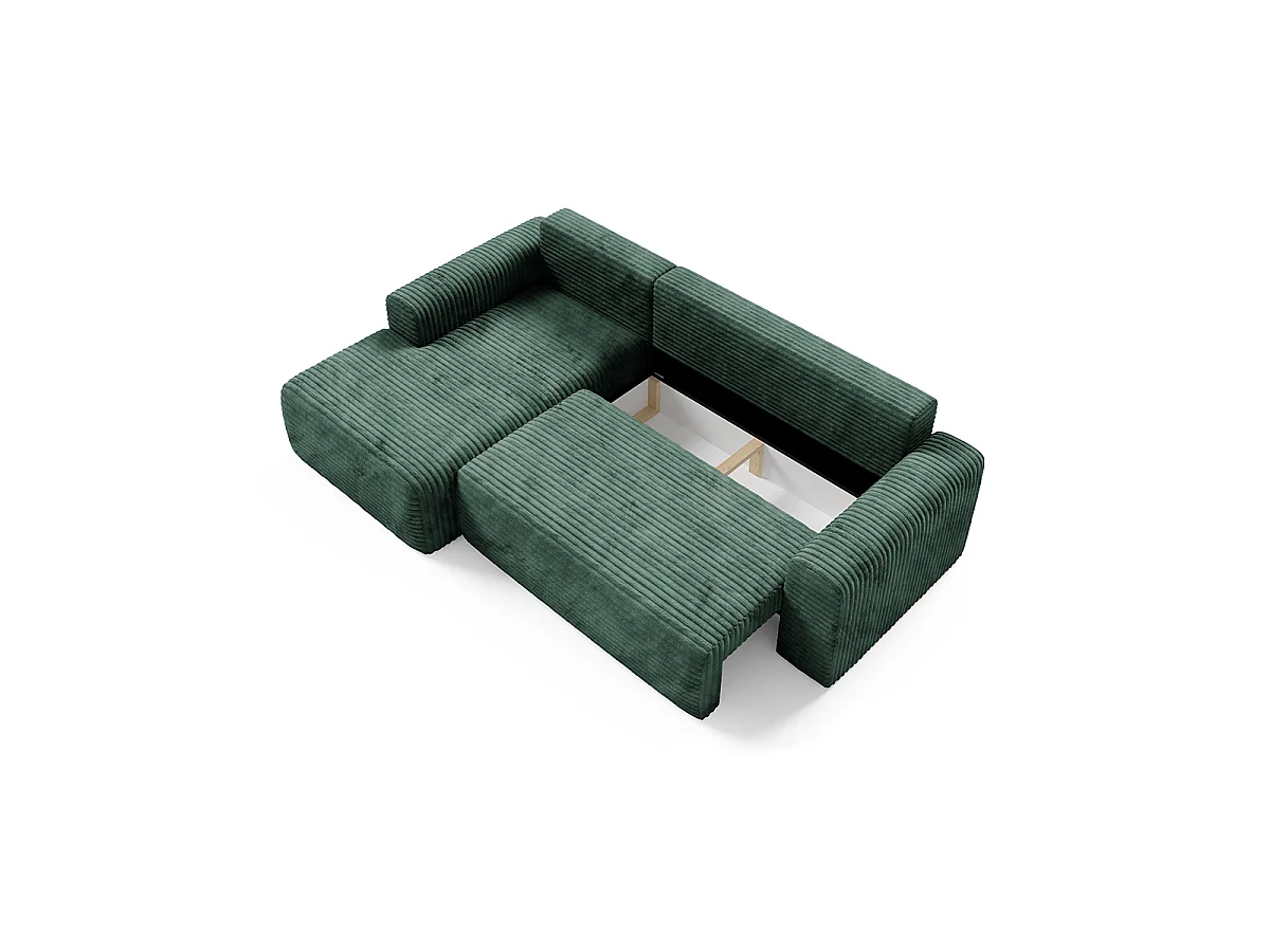 Canapé d'angle gauche convertible 3 places avec coffre Romeo Vert sapin