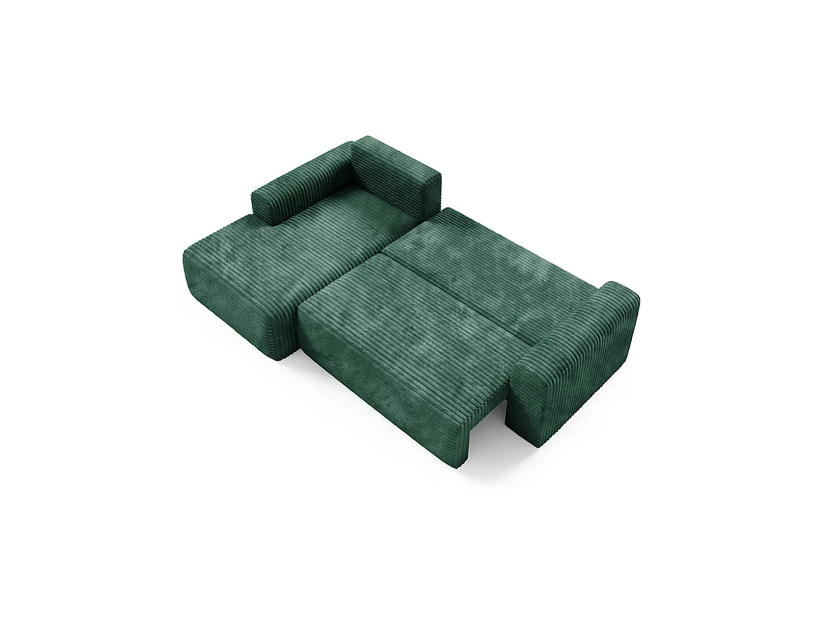 Canapé d'angle gauche convertible 3 places avec coffre en tissu vert sapin ROMEO