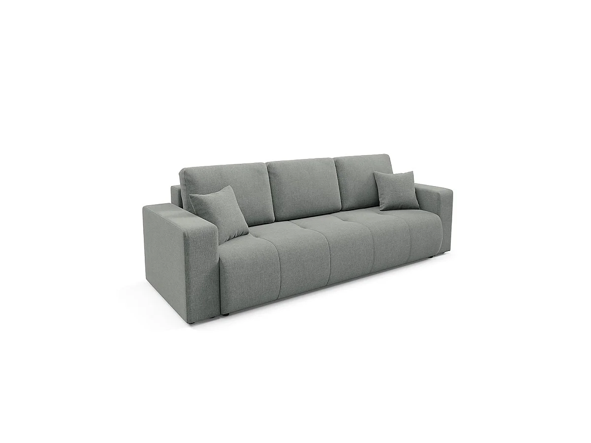 Canapé convertible 3 places avec coffre en tissu gris GIULIA