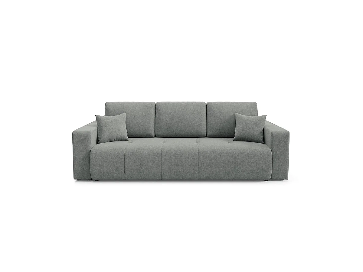 Canapé convertible 3 places avec coffre en tissu gris GIULIA
