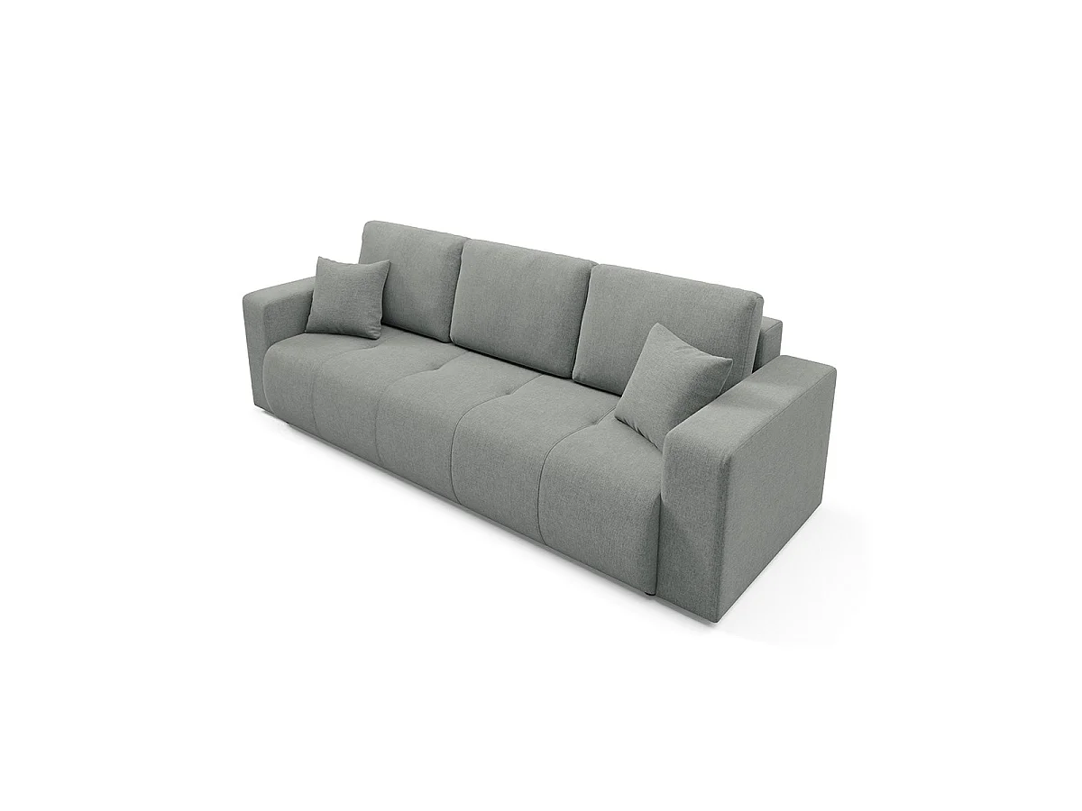 Canapé convertible 3 places avec coffre en tissu gris GIULIA