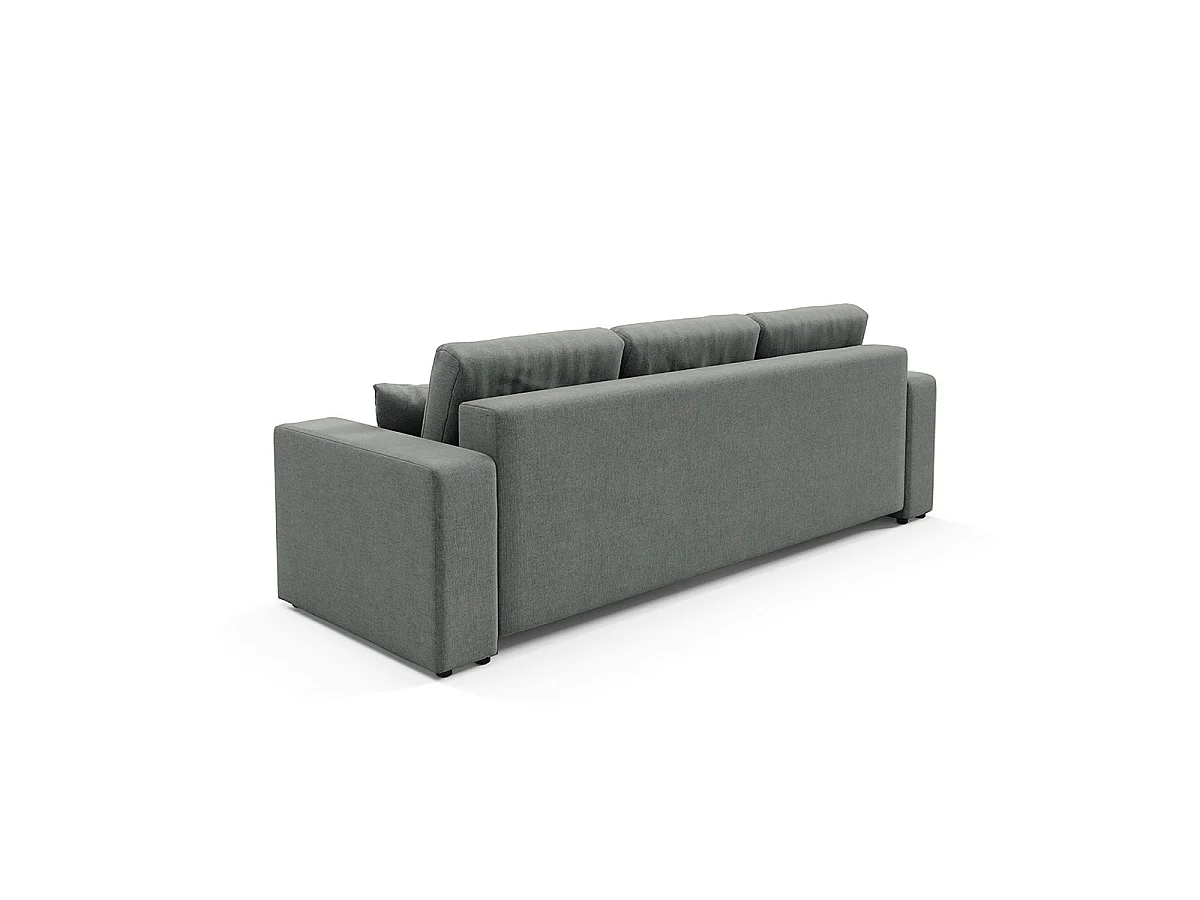 Canapé convertible 3 places avec coffre en tissu gris GIULIA
