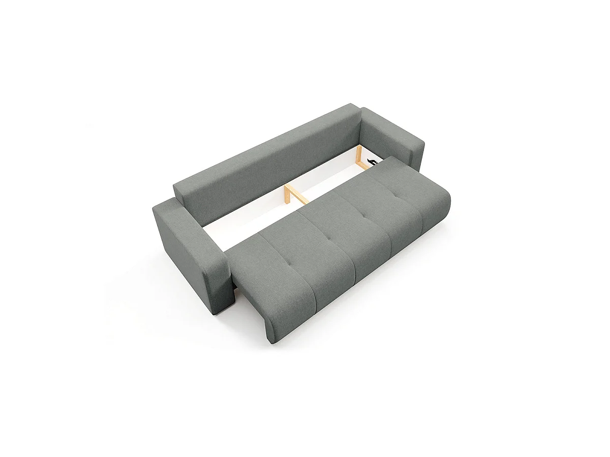 Canapé convertible 3 places avec coffre en tissu gris GIULIA
