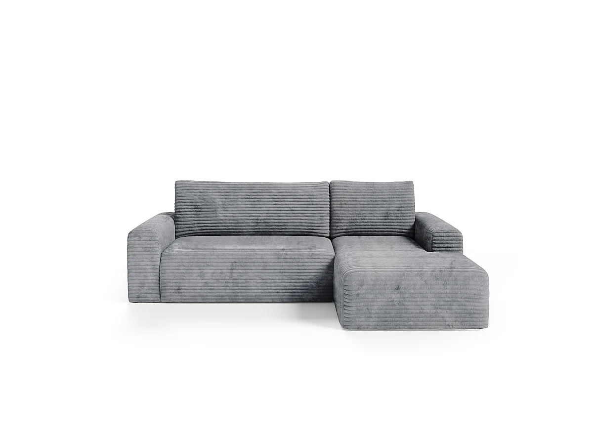 Canapé d'angle droit convertible 3 places avec coffre Romeo Gris foncé