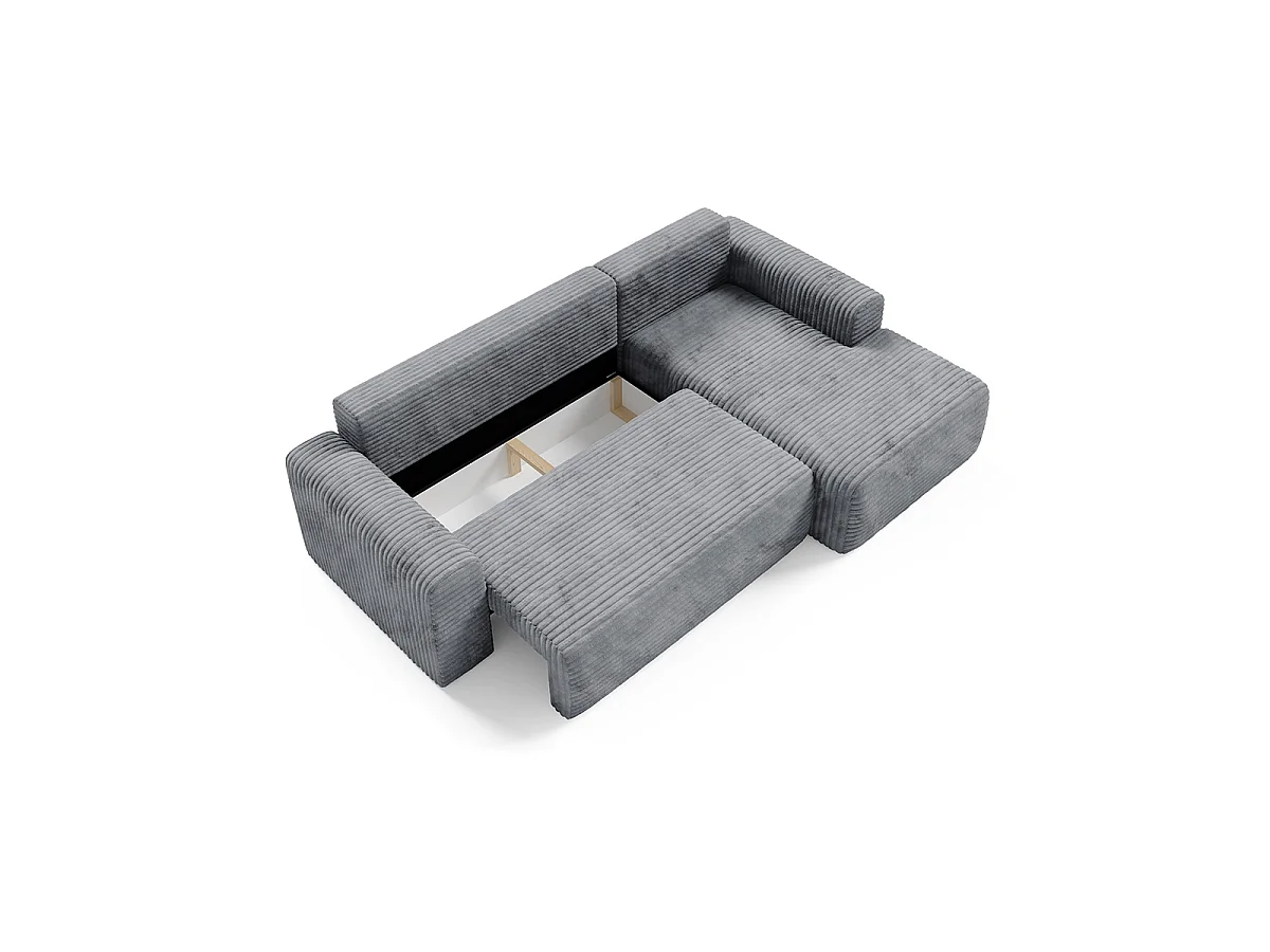 Canapé d'angle droit convertible 3 places avec coffre Romeo Gris foncé