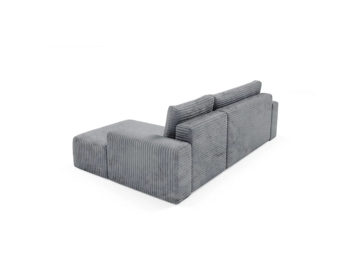 Canapé d'angle droit convertible 3 places avec coffre en tissu gris foncé ROMEO