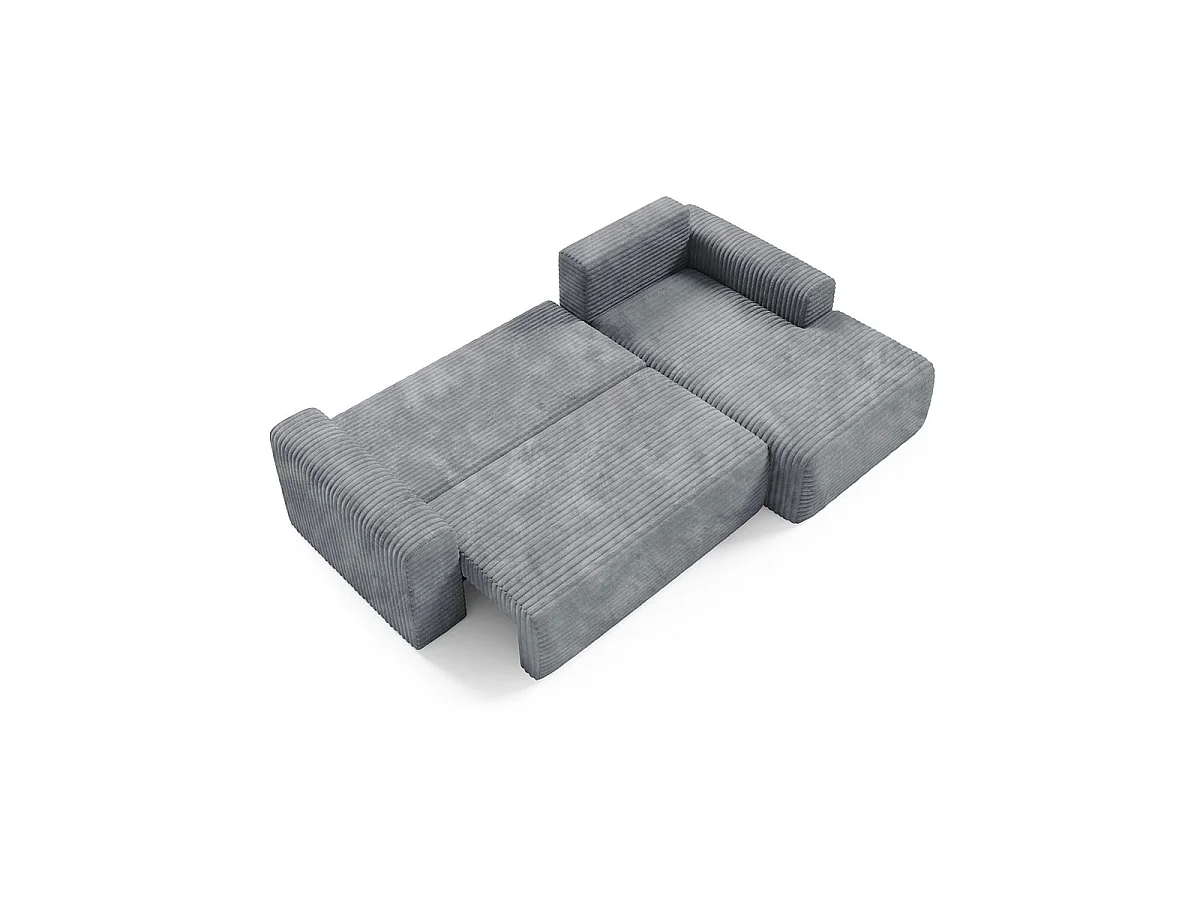 Canapé d'angle droit convertible 3 places avec coffre en tissu gris foncé ROMEO