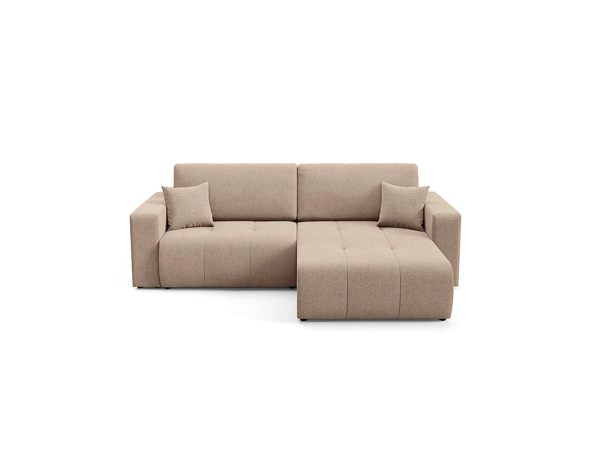 Canapé d'angle convertible 3 places réversible avec coffre en tissu beige GIULIA