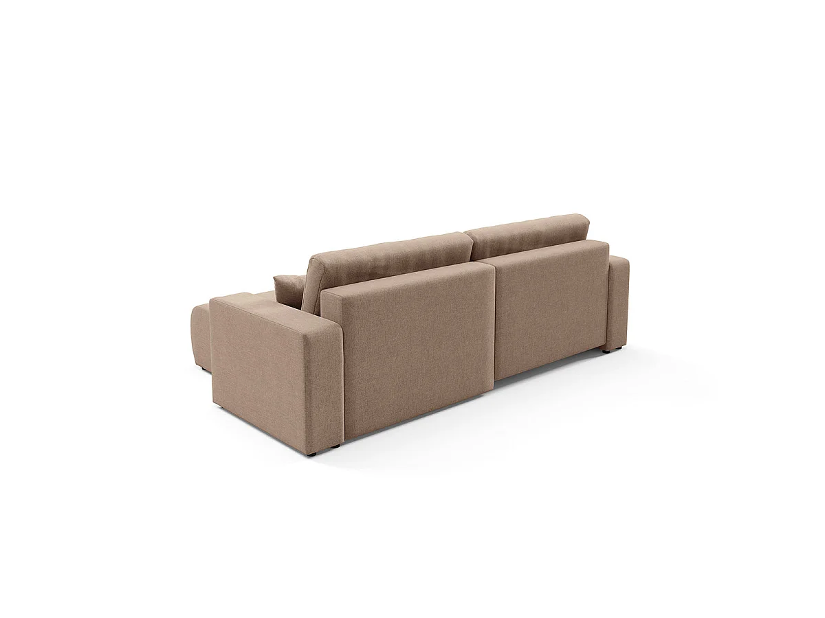 Canapé d'angle convertible 3 places réversible avec coffre en tissu beige GIULIA