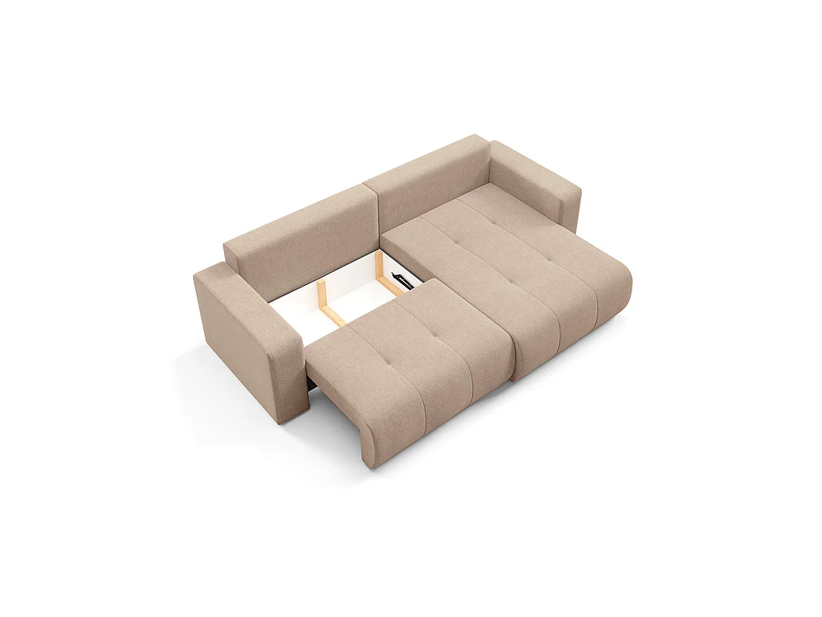Canapé d'angle convertible 3 places réversible avec coffre en tissu beige GIULIA