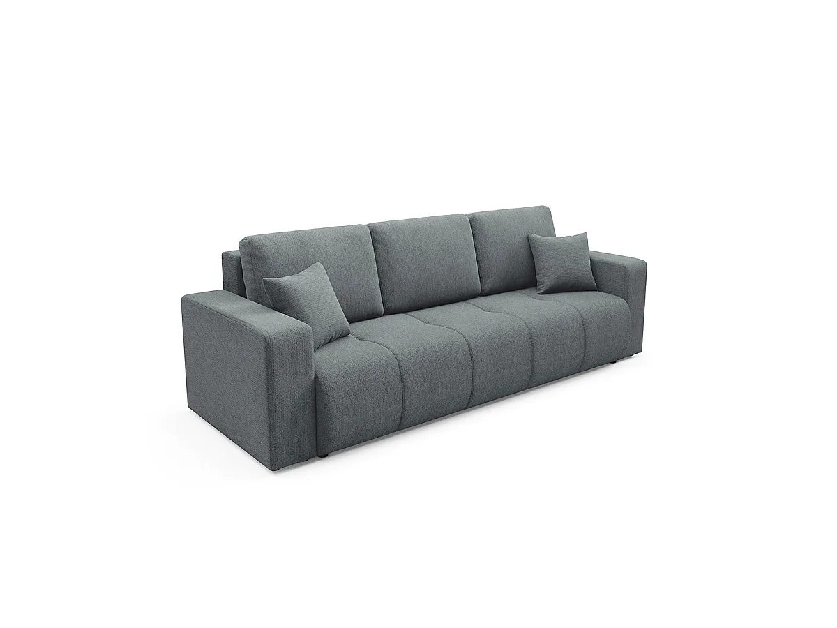 Canapé convertible 3 places avec coffre en tissu gris VASCO