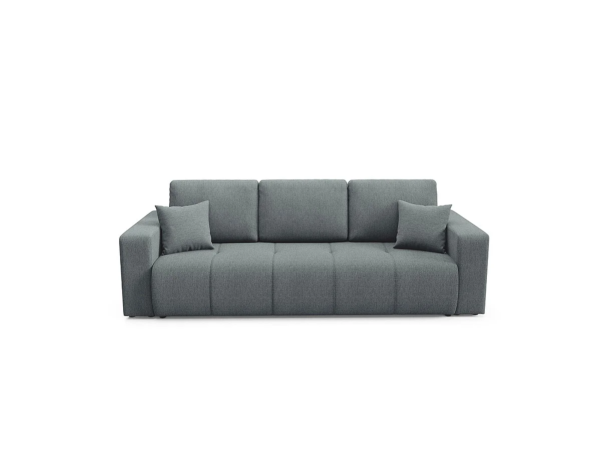 Canapé convertible 3 places avec coffre en tissu gris VASCO