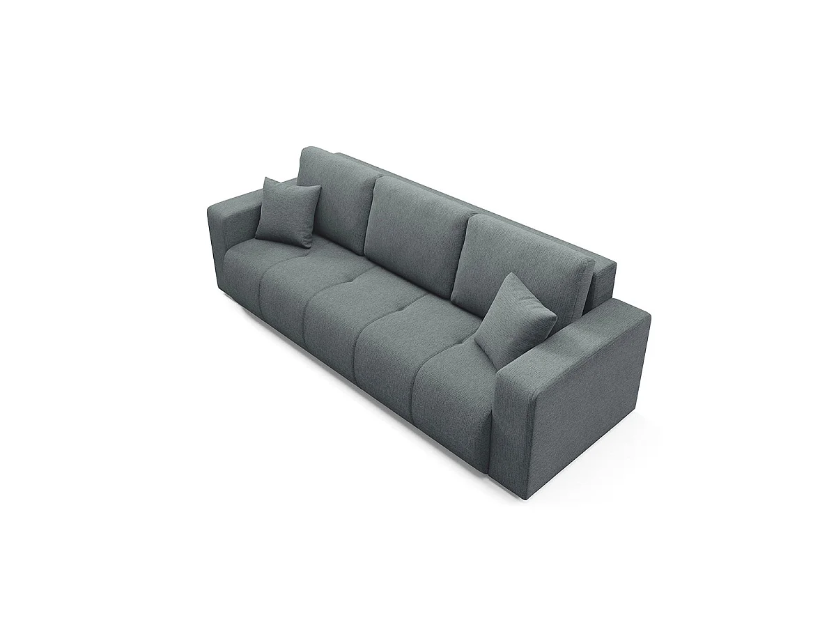 Canapé convertible 3 places avec coffre en tissu gris VASCO