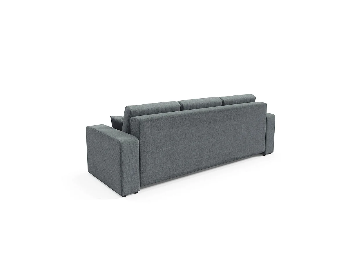 Canapé convertible 3 places avec coffre en tissu gris VASCO