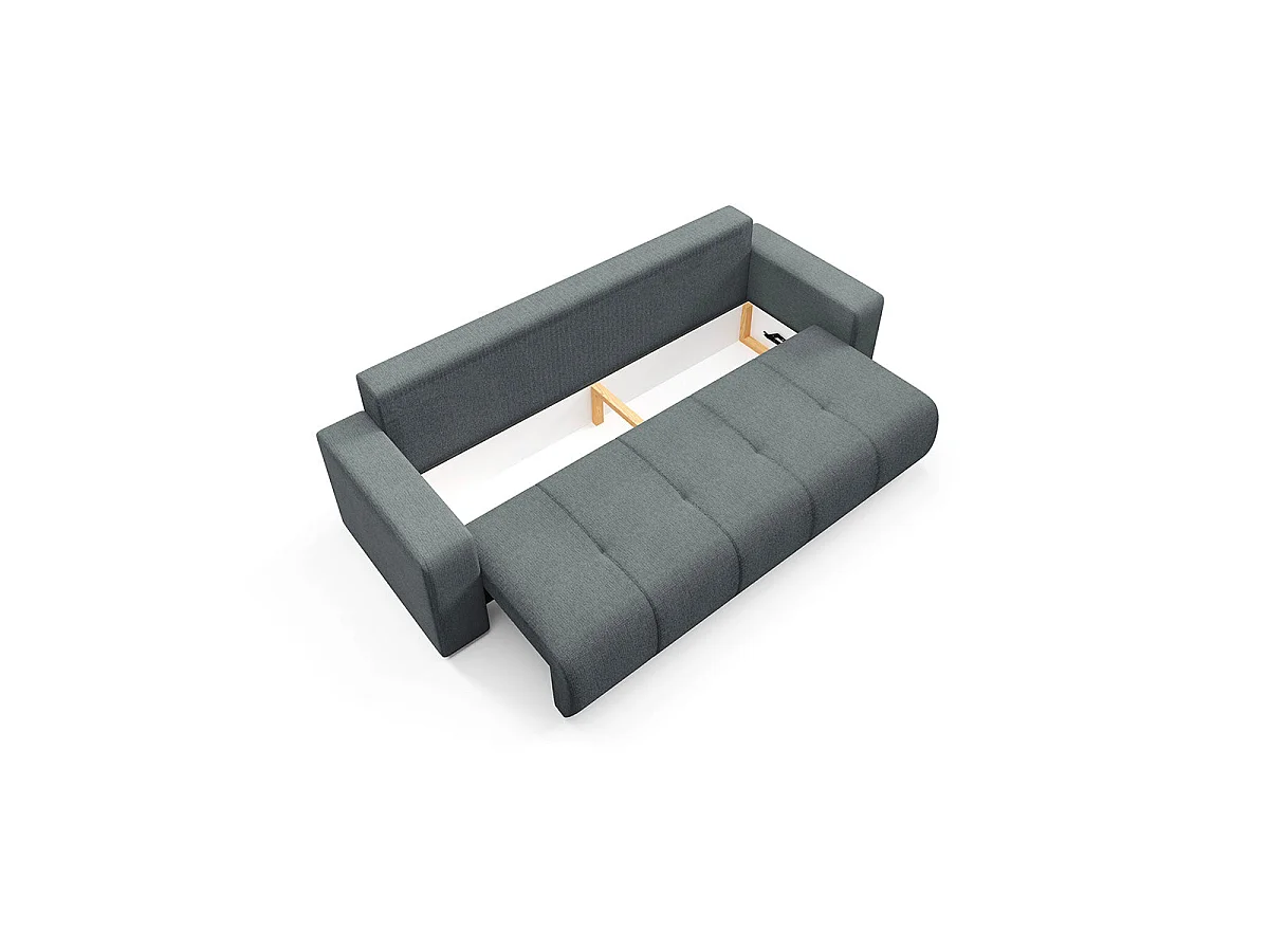 Canapé convertible 3 places avec coffre en tissu gris VASCO