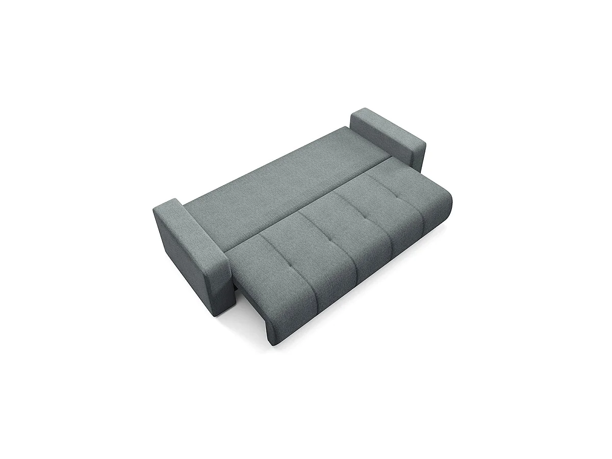 Canapé convertible 3 places avec coffre en tissu gris VASCO