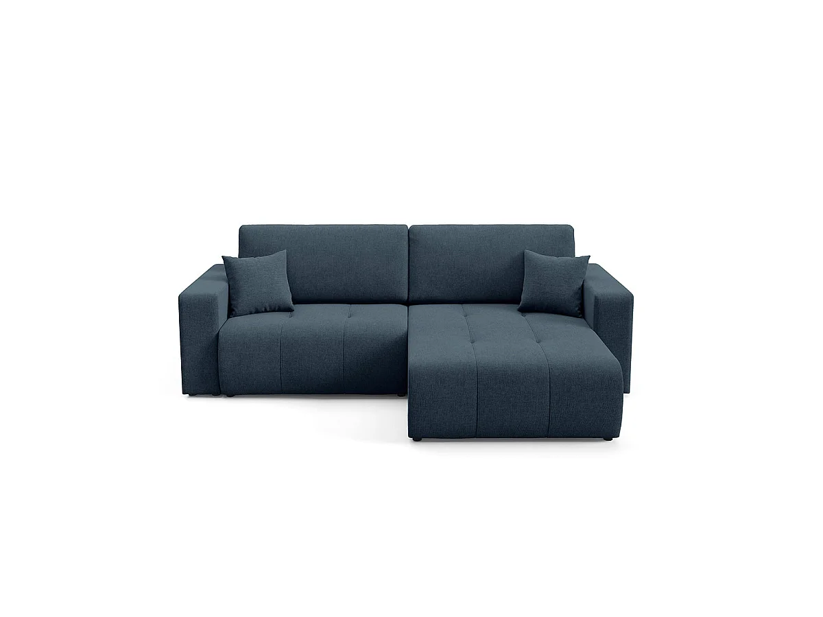 Canapé d'angle convertible 3 places réversible avec coffre en tissu bleu GIULIA