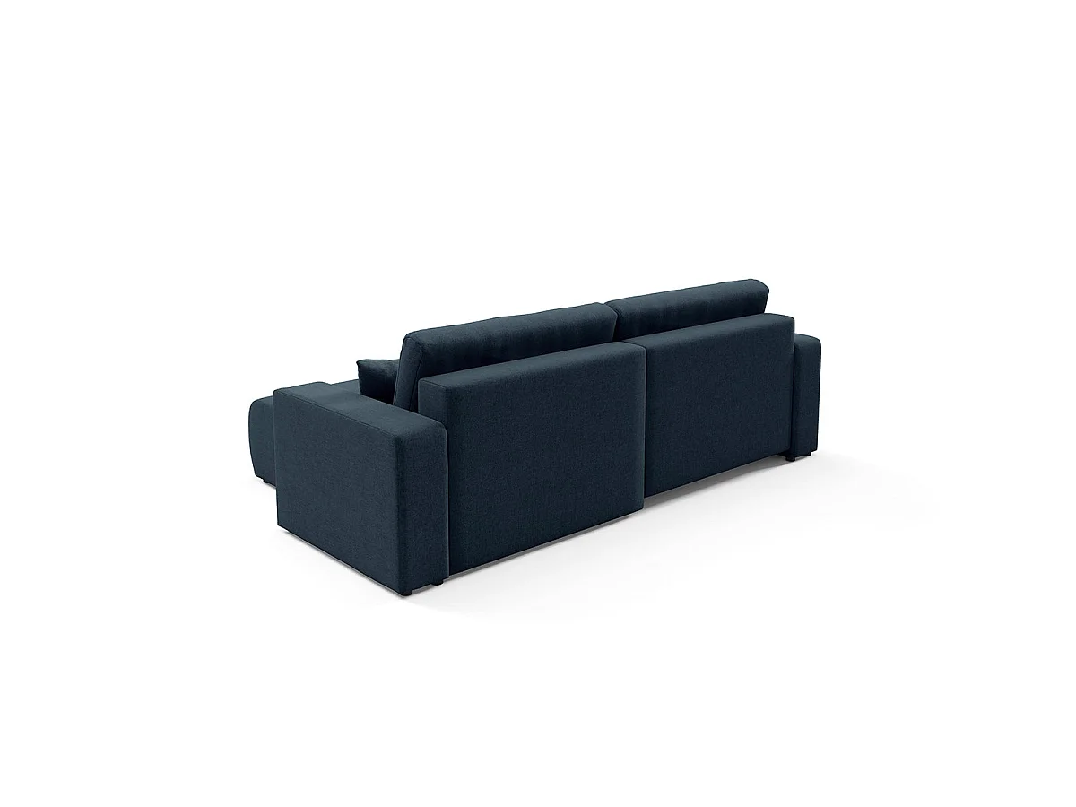 Canapé d'angle convertible 3 places réversible avec coffre en tissu bleu GIULIA