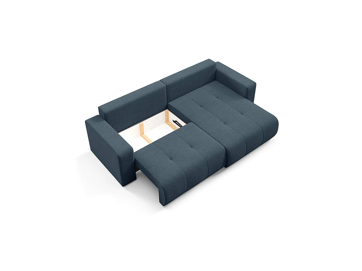 Canapé d'angle convertible 3 places réversible avec coffre en tissu bleu GIULIA