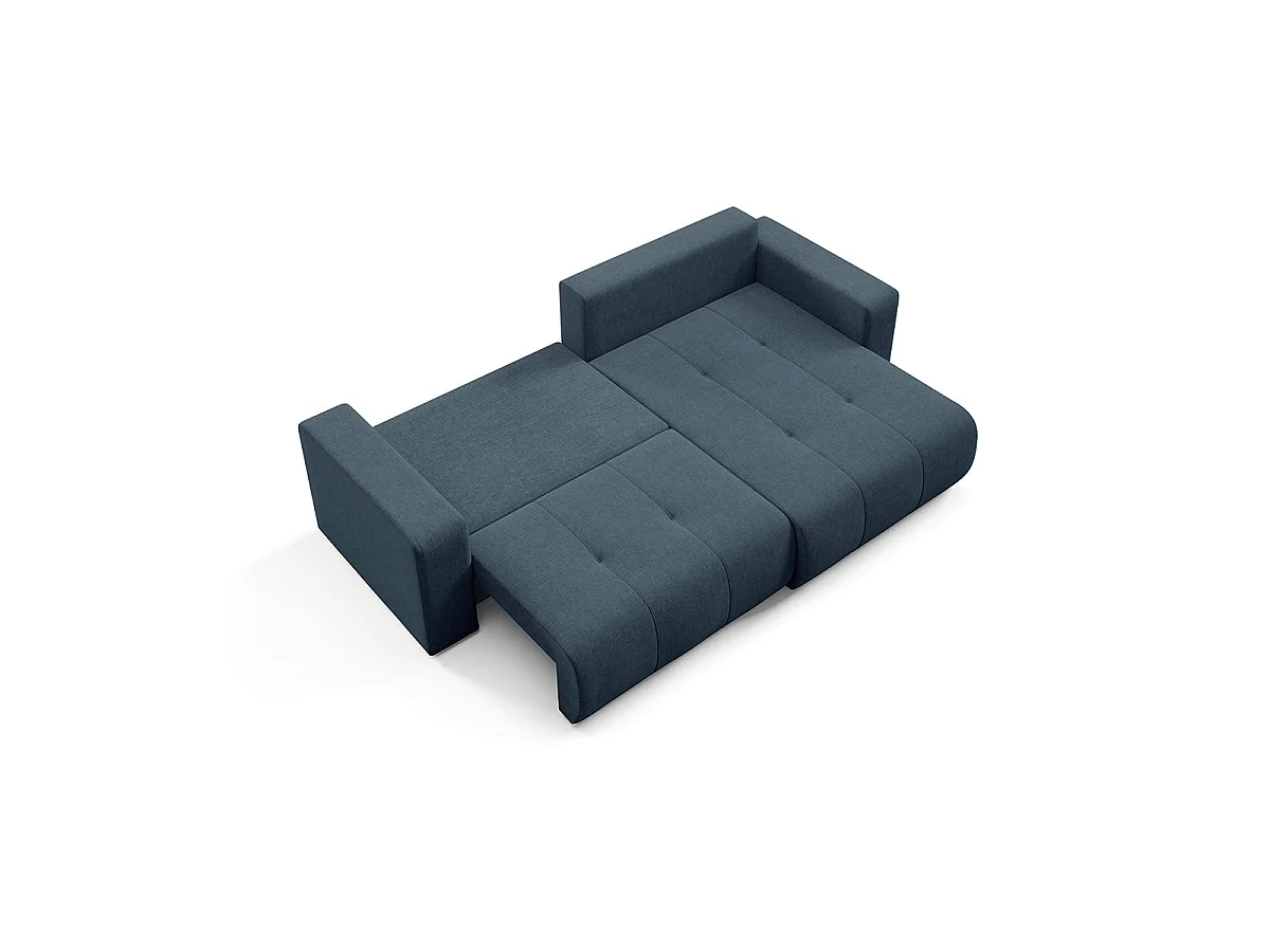 Canapé d'angle convertible 3 places réversible avec coffre en tissu bleu GIULIA