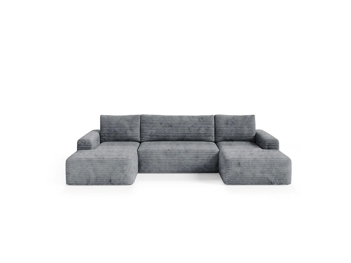Canapé convertible 5 places avec coffre en tissu gris foncé ROMEO