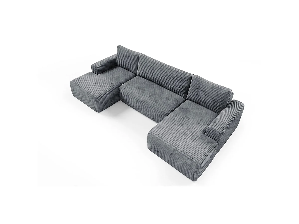 Canapé convertible 5 places avec coffre en tissu gris foncé ROMEO