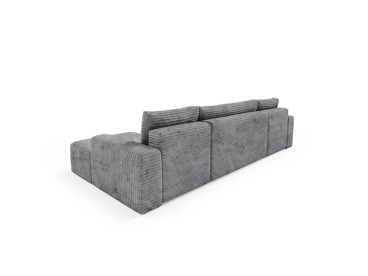 Canapé convertible 5 places avec coffre en tissu gris foncé ROMEO