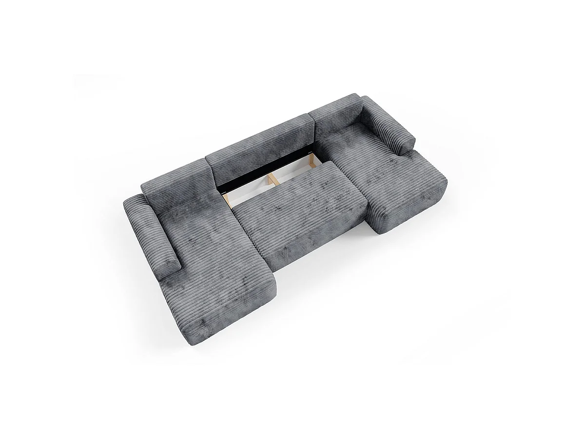 Canapé convertible 5 places avec coffre en tissu gris foncé ROMEO
