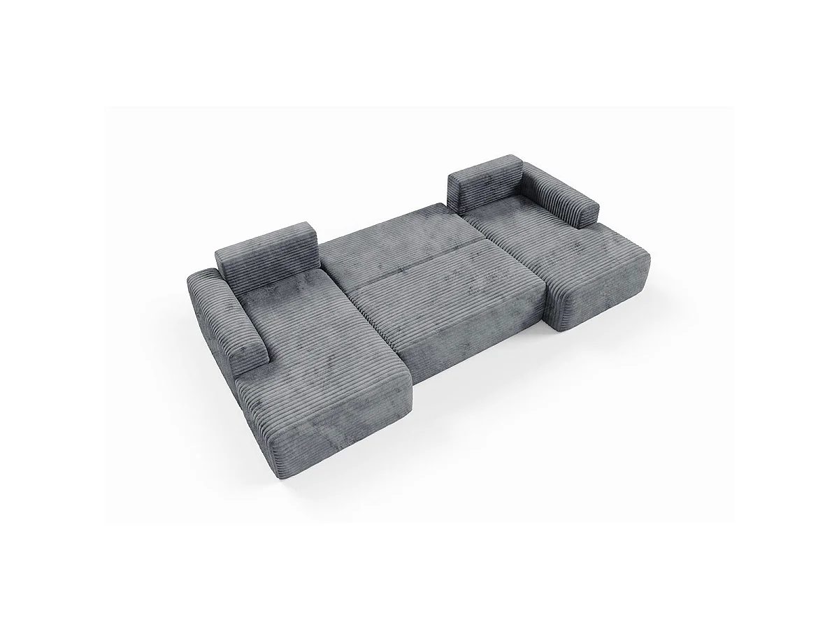Canapé convertible 5 places avec coffre en tissu gris foncé ROMEO