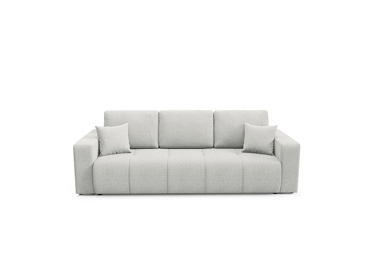 Canapé convertible 3 places avec coffre en tissu gris clair VASCO
