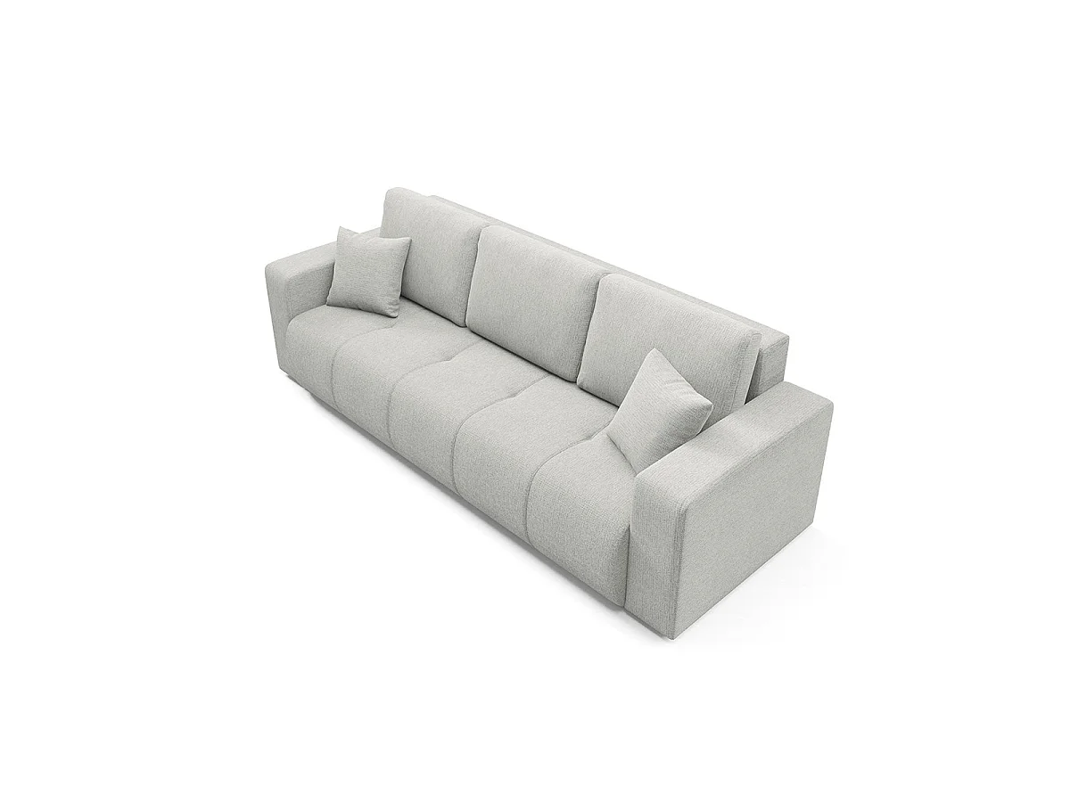 Canapé convertible 3 places avec coffre en tissu gris clair VASCO