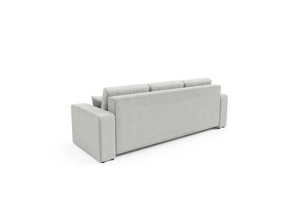 Canapé convertible 3 places avec coffre en tissu gris clair VASCO