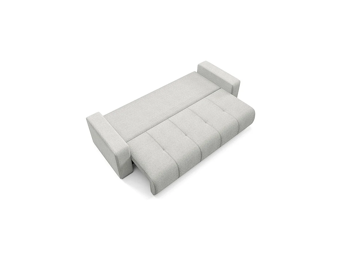 Canapé convertible 3 places avec coffre en tissu gris clair VASCO