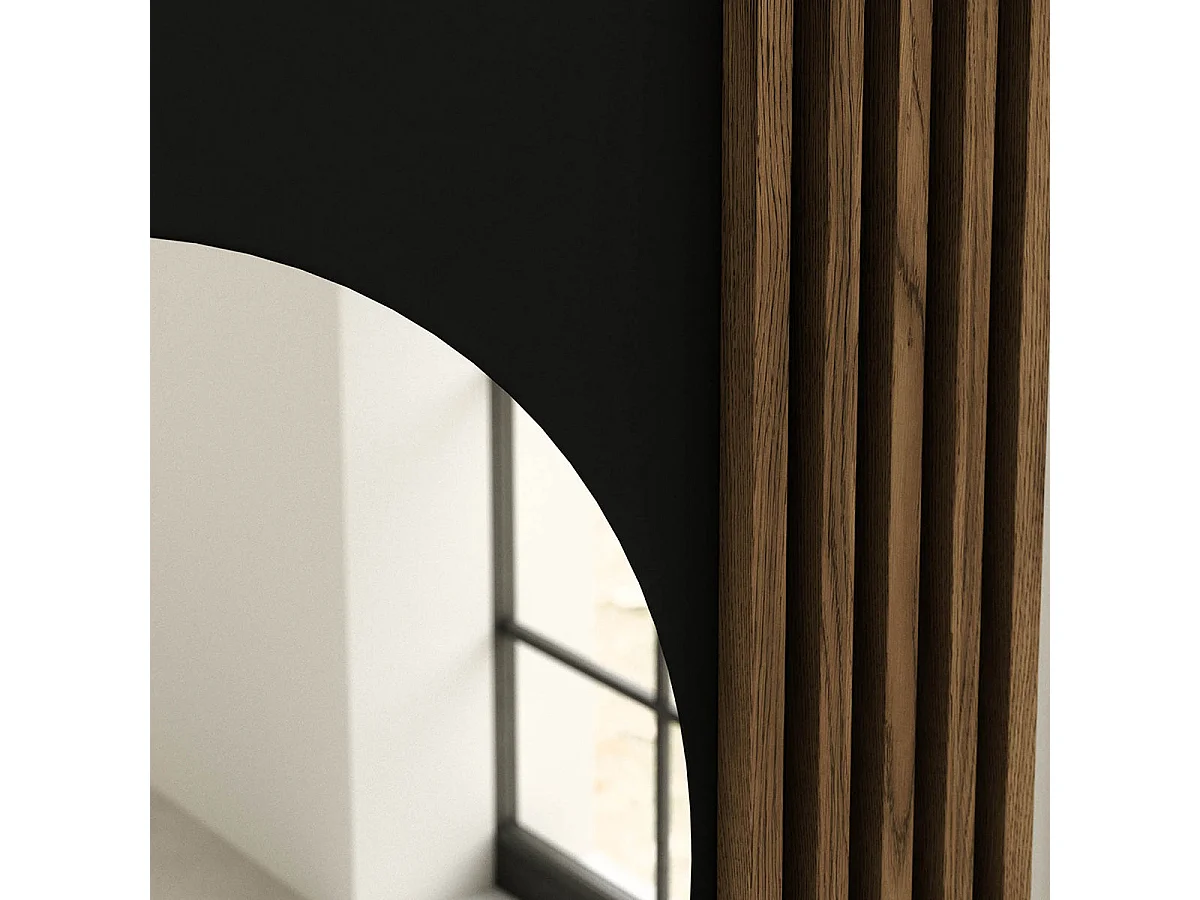 Melchior Black and Wood Wall-Mounted Vanity with 1 Drawer and 1 Mirror