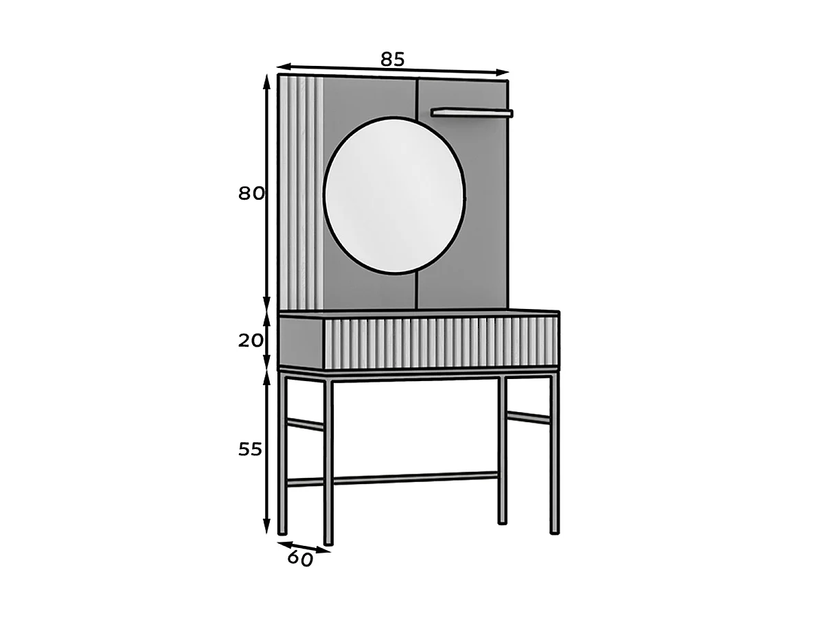 Melchior Black and Wood Wall-Mounted Vanity with 1 Drawer and 1 Mirror