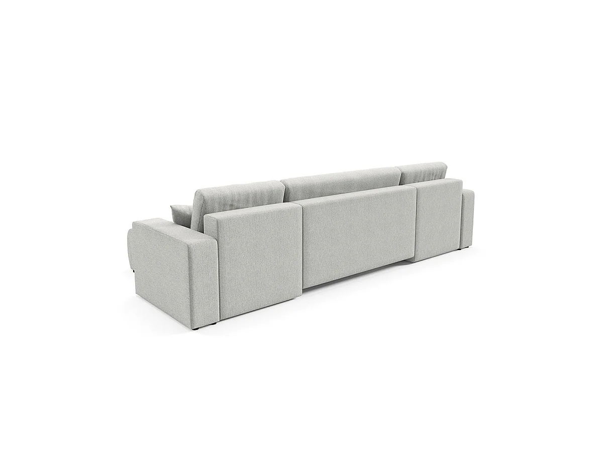 Canapé convertible 5 places avec coffre en tissu gris clair VASCO