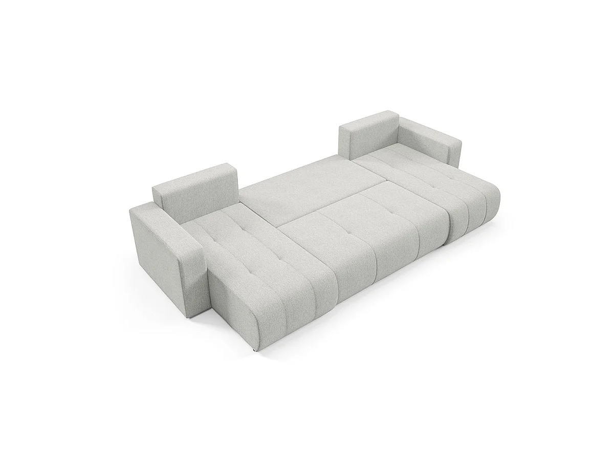 Canapé convertible 5 places avec coffre en tissu gris clair VASCO