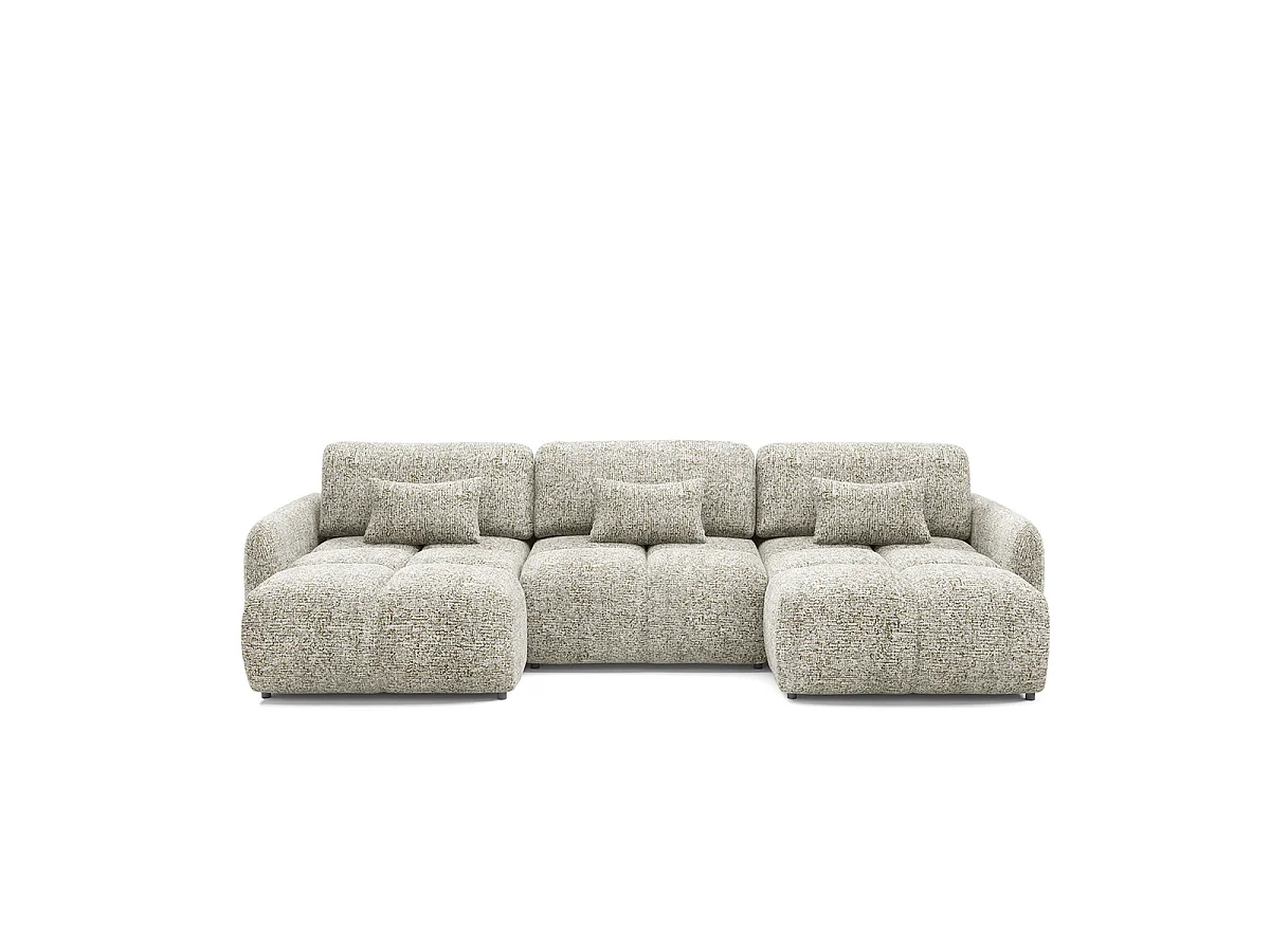 Canapé en U 5 places convertible avec coffre Vittoria Gris chiné