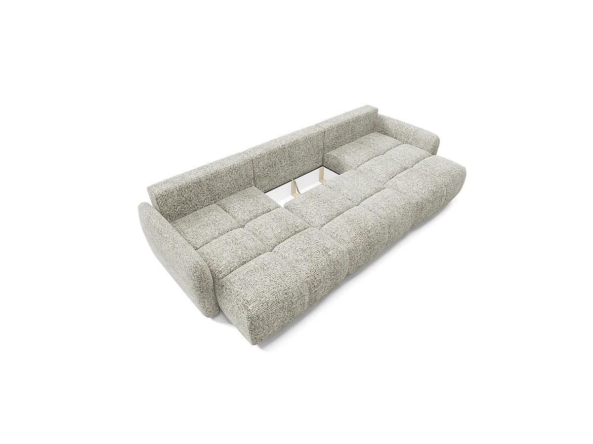 Canapé en U 5 places convertible avec coffre Vittoria Gris chiné