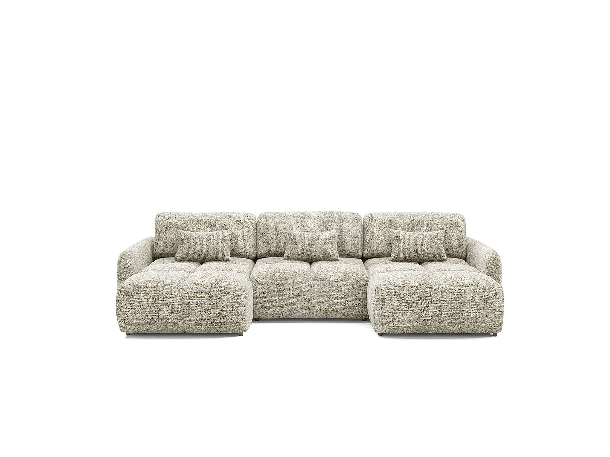 Canapé convertible 5 places avec coffre en tissu chiné gris VITTORIA