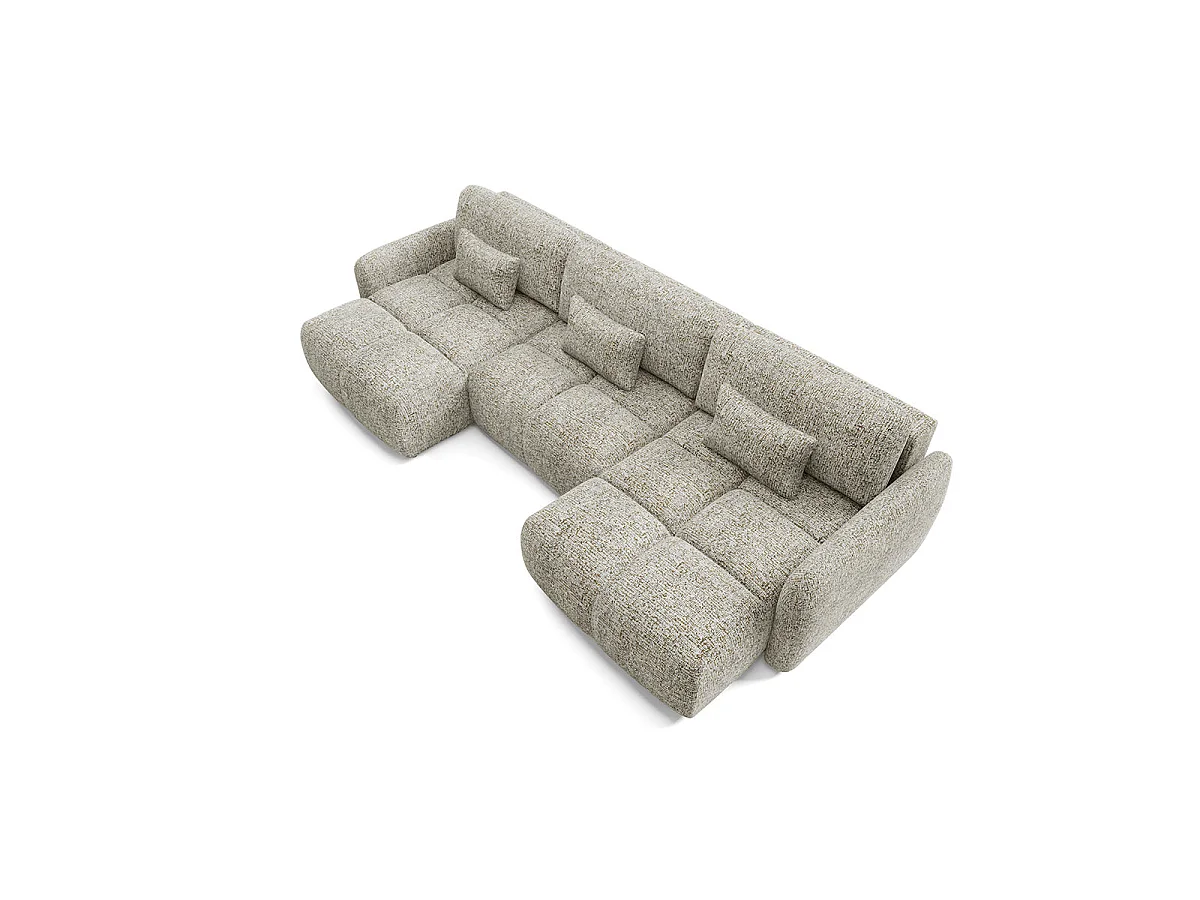 Canapé convertible 5 places avec coffre en tissu chiné gris VITTORIA