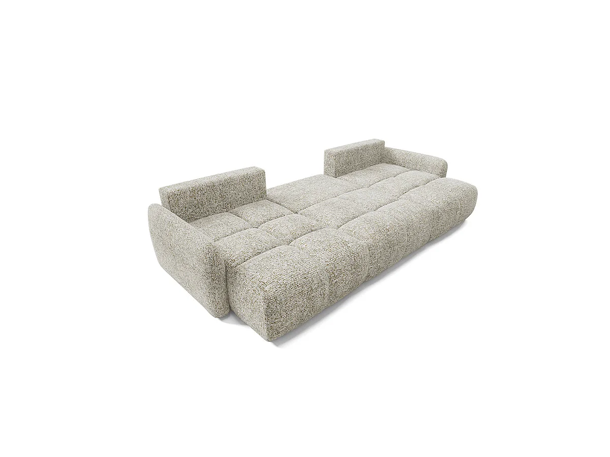 Canapé convertible 5 places avec coffre en tissu chiné gris VITTORIA