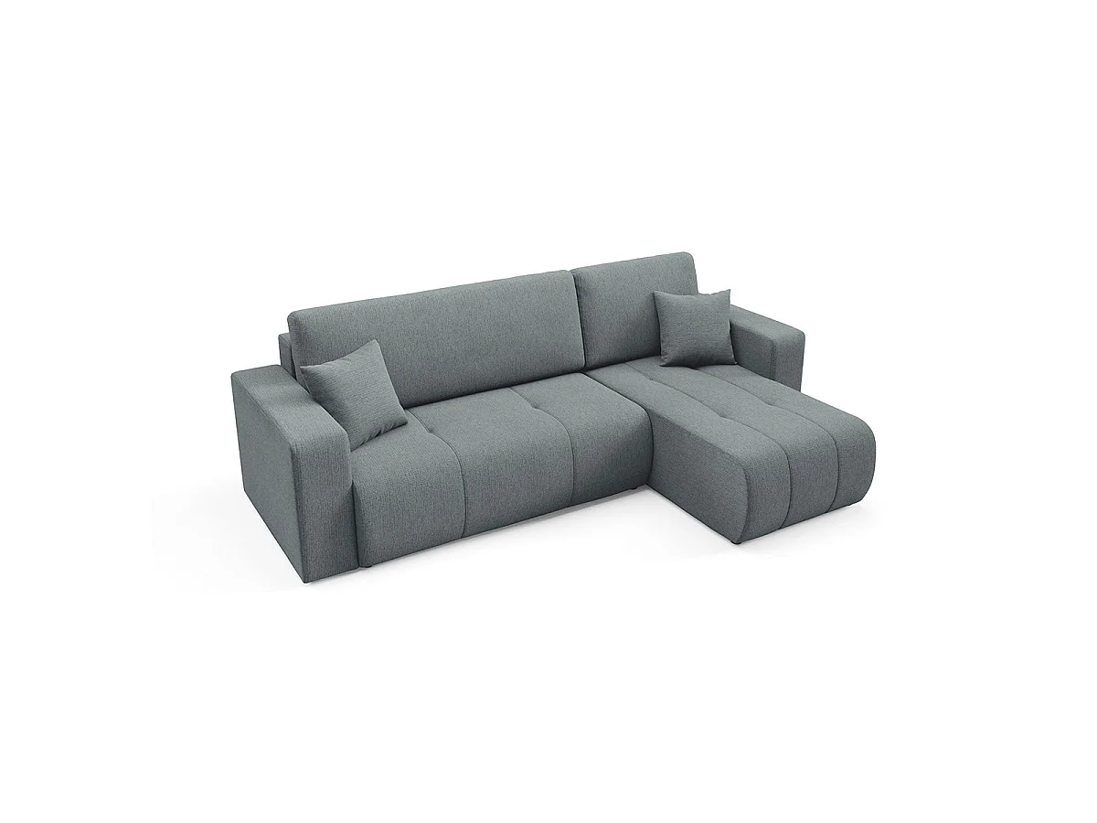 Canapé d'angle convertible 3 places réversible avec coffre en tissu gris VASCO