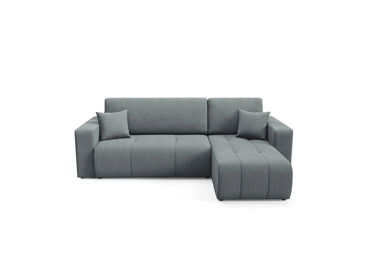 Canapé d'angle convertible 3 places réversible avec coffre en tissu gris VASCO