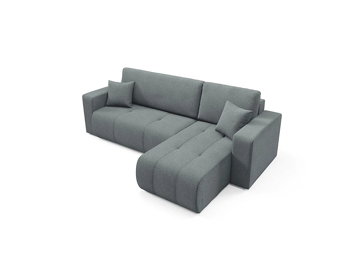 Canapé d'angle convertible 3 places réversible avec coffre en tissu gris VASCO