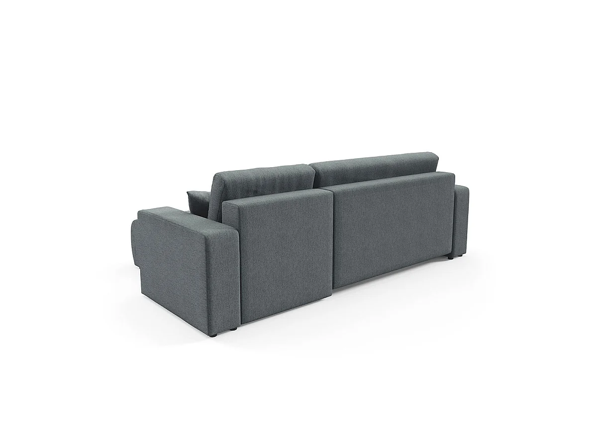 Canapé d'angle convertible 3 places réversible avec coffre en tissu gris VASCO