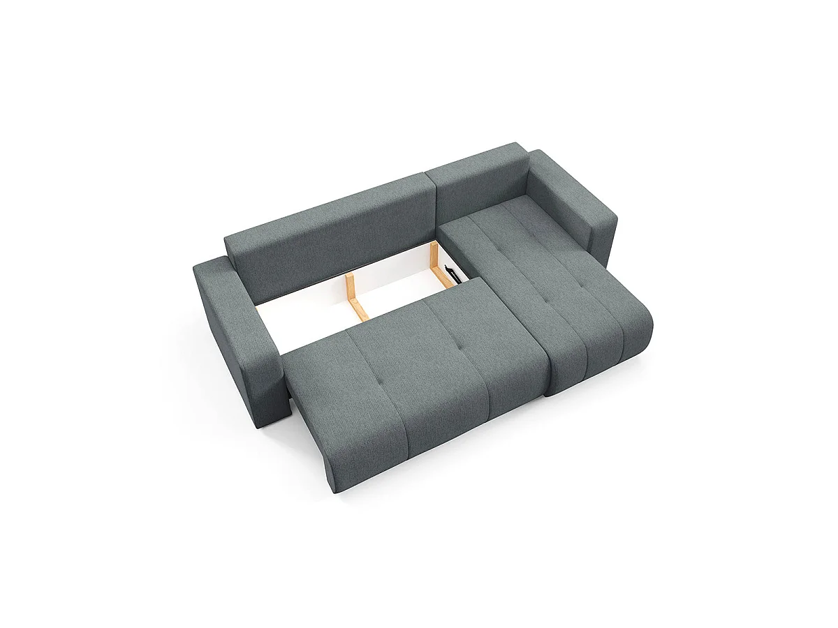 Canapé d'angle convertible 3 places réversible avec coffre en tissu gris VASCO